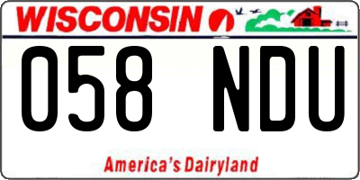 WI license plate 058NDU