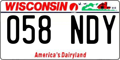 WI license plate 058NDY