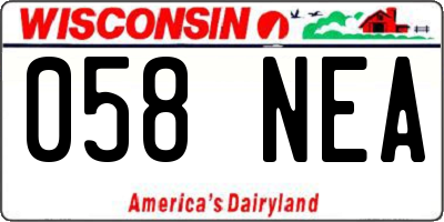 WI license plate 058NEA