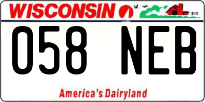 WI license plate 058NEB