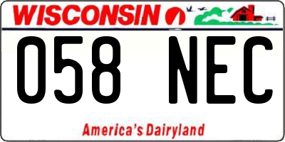 WI license plate 058NEC