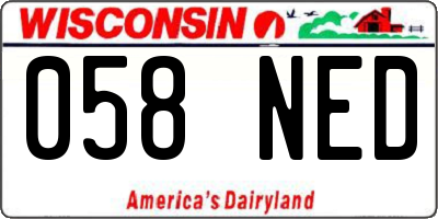 WI license plate 058NED