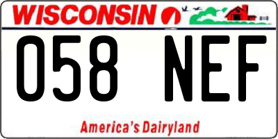 WI license plate 058NEF