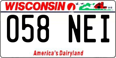 WI license plate 058NEI