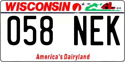 WI license plate 058NEK