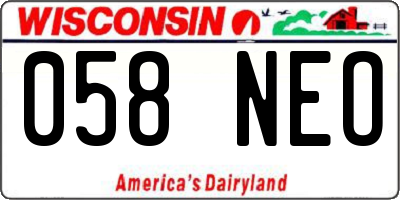 WI license plate 058NEO