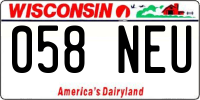 WI license plate 058NEU