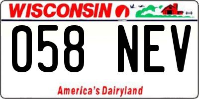 WI license plate 058NEV