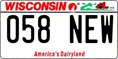 WI license plate 058NEW