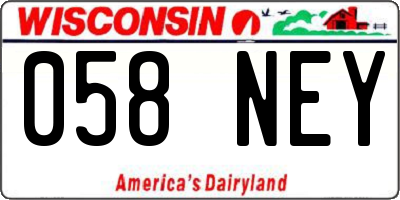 WI license plate 058NEY