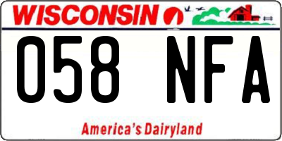 WI license plate 058NFA