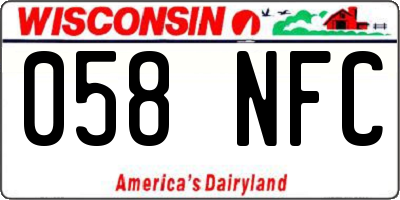 WI license plate 058NFC
