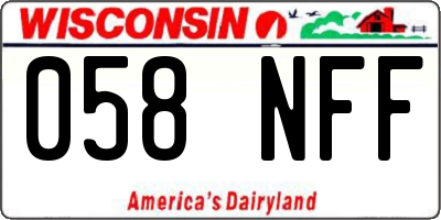 WI license plate 058NFF