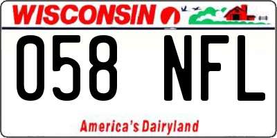 WI license plate 058NFL