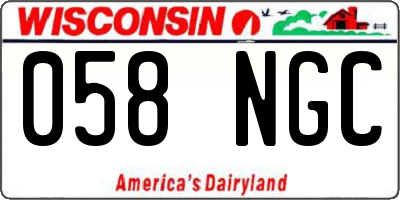 WI license plate 058NGC
