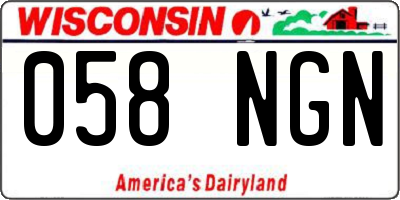 WI license plate 058NGN