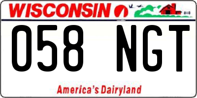 WI license plate 058NGT