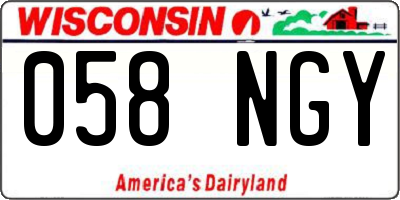 WI license plate 058NGY