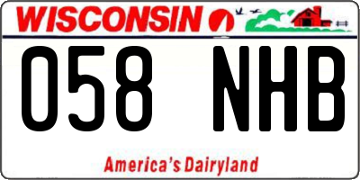 WI license plate 058NHB