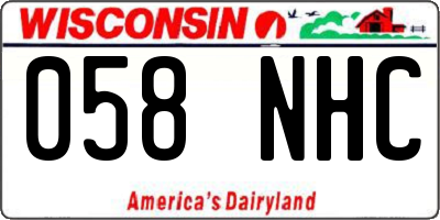 WI license plate 058NHC