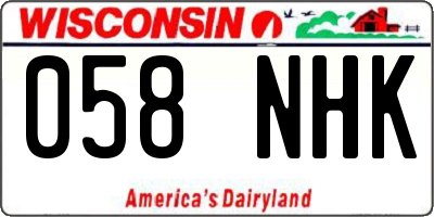 WI license plate 058NHK
