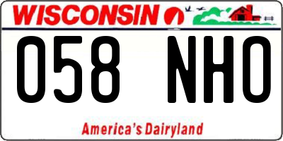 WI license plate 058NHO
