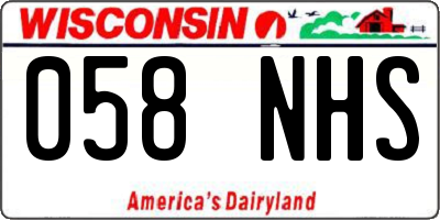 WI license plate 058NHS