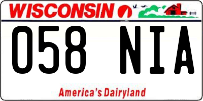 WI license plate 058NIA