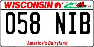 WI license plate 058NIB