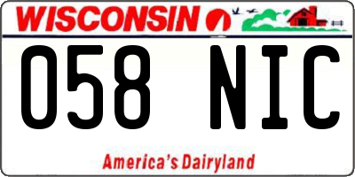 WI license plate 058NIC