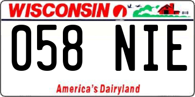 WI license plate 058NIE