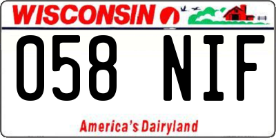 WI license plate 058NIF