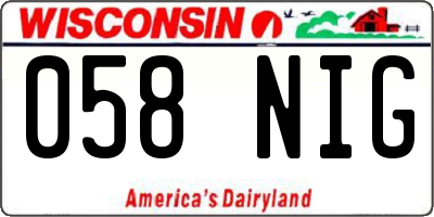 WI license plate 058NIG