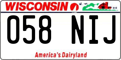 WI license plate 058NIJ