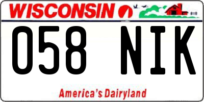 WI license plate 058NIK