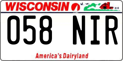 WI license plate 058NIR