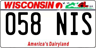 WI license plate 058NIS