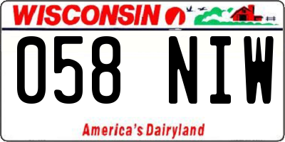 WI license plate 058NIW