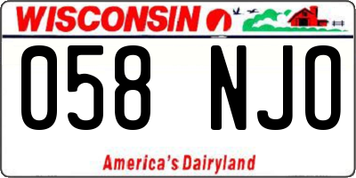 WI license plate 058NJO