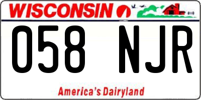 WI license plate 058NJR