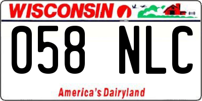 WI license plate 058NLC