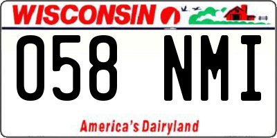 WI license plate 058NMI