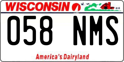 WI license plate 058NMS