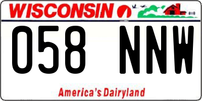 WI license plate 058NNW