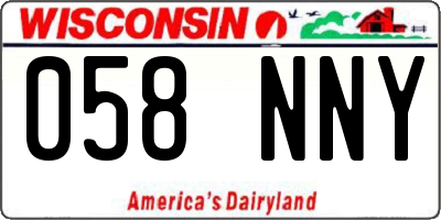 WI license plate 058NNY