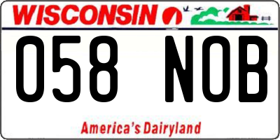 WI license plate 058NOB