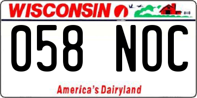 WI license plate 058NOC