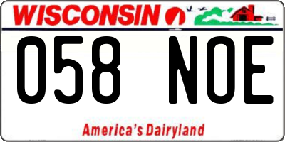 WI license plate 058NOE