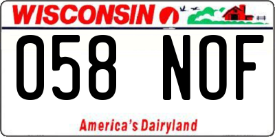 WI license plate 058NOF