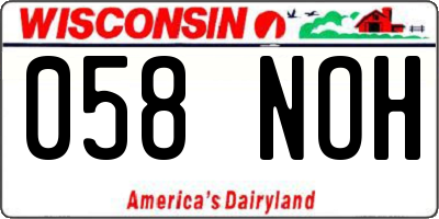 WI license plate 058NOH